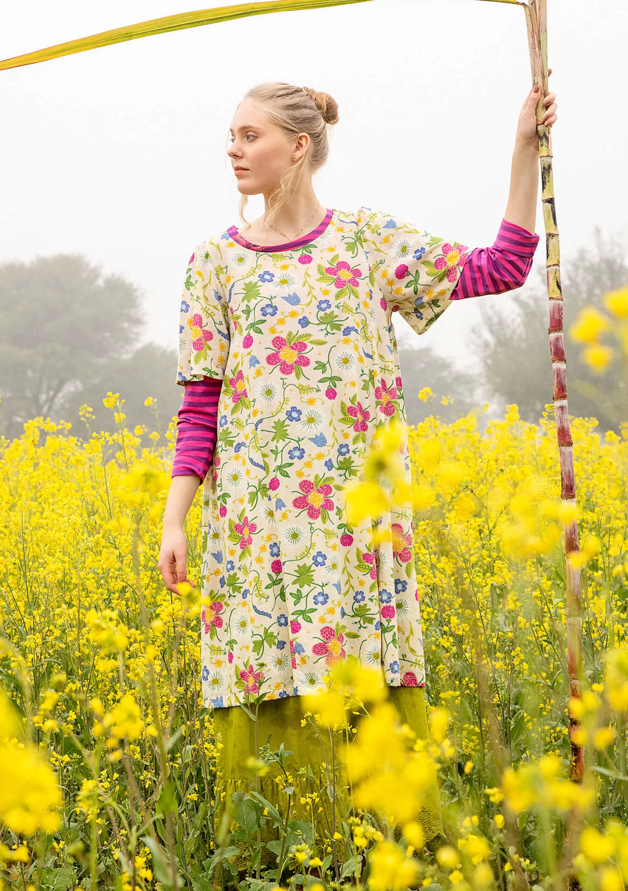 Fashion Gudrun Sjödén Trikåklänning Midsommarnatt I Ekologisk Bomull fläderblom