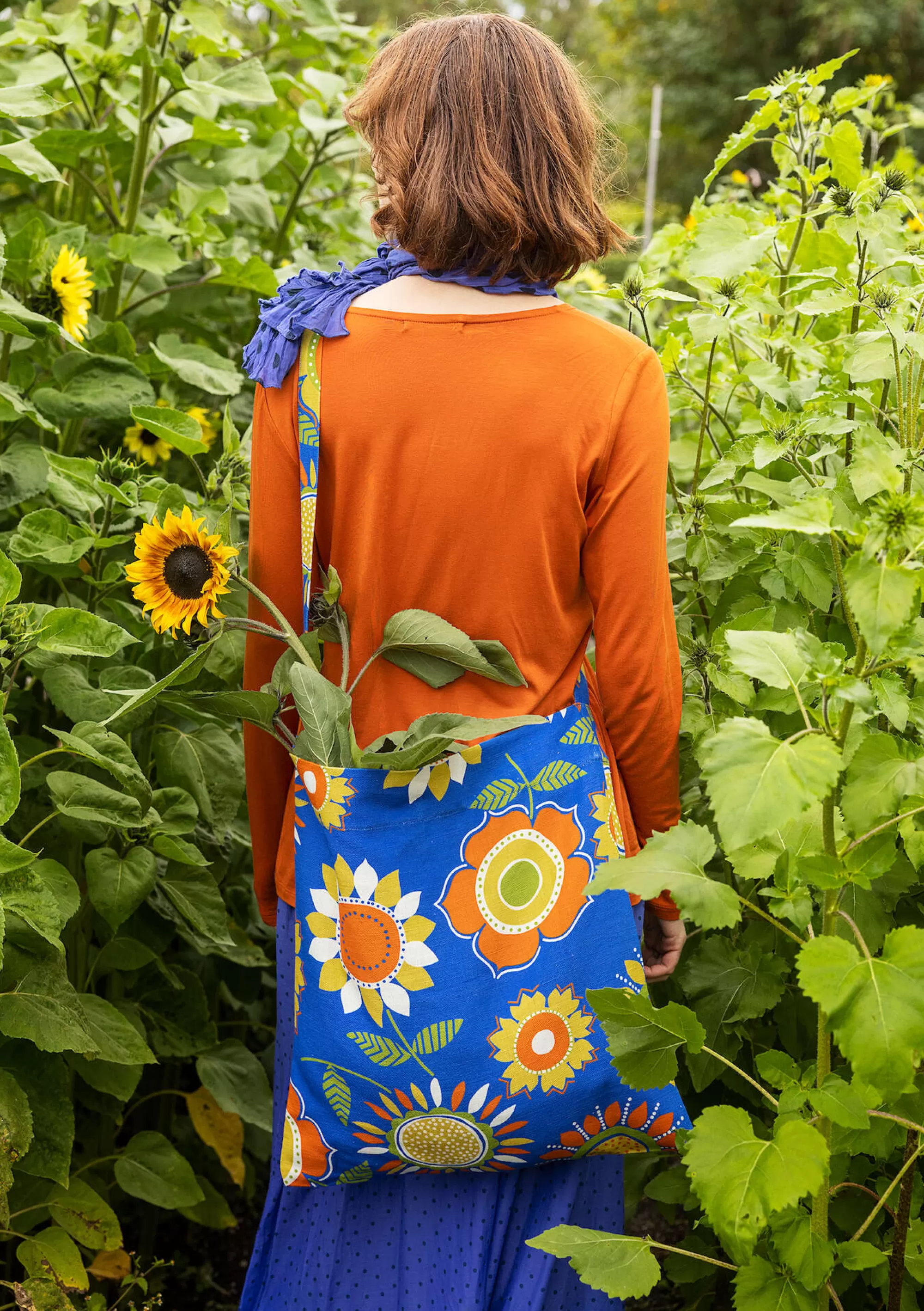 New Gudrun Sjödén Väska Sunflower I Ekologisk Bomull/lin kornblå