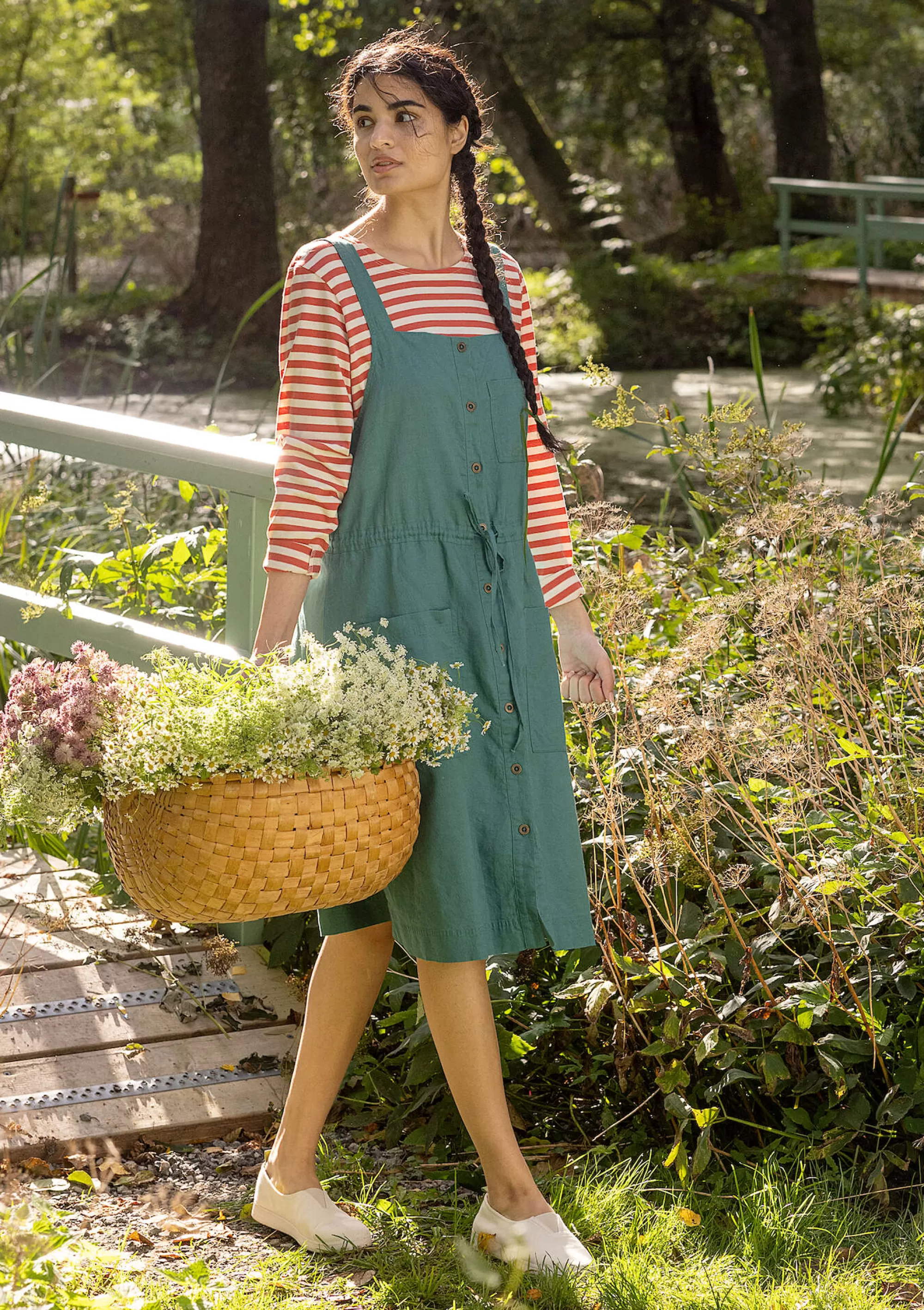 Fashion Gudrun Sjödén Vävd Klänning Garden I Ekologisk Bomull/lin malört