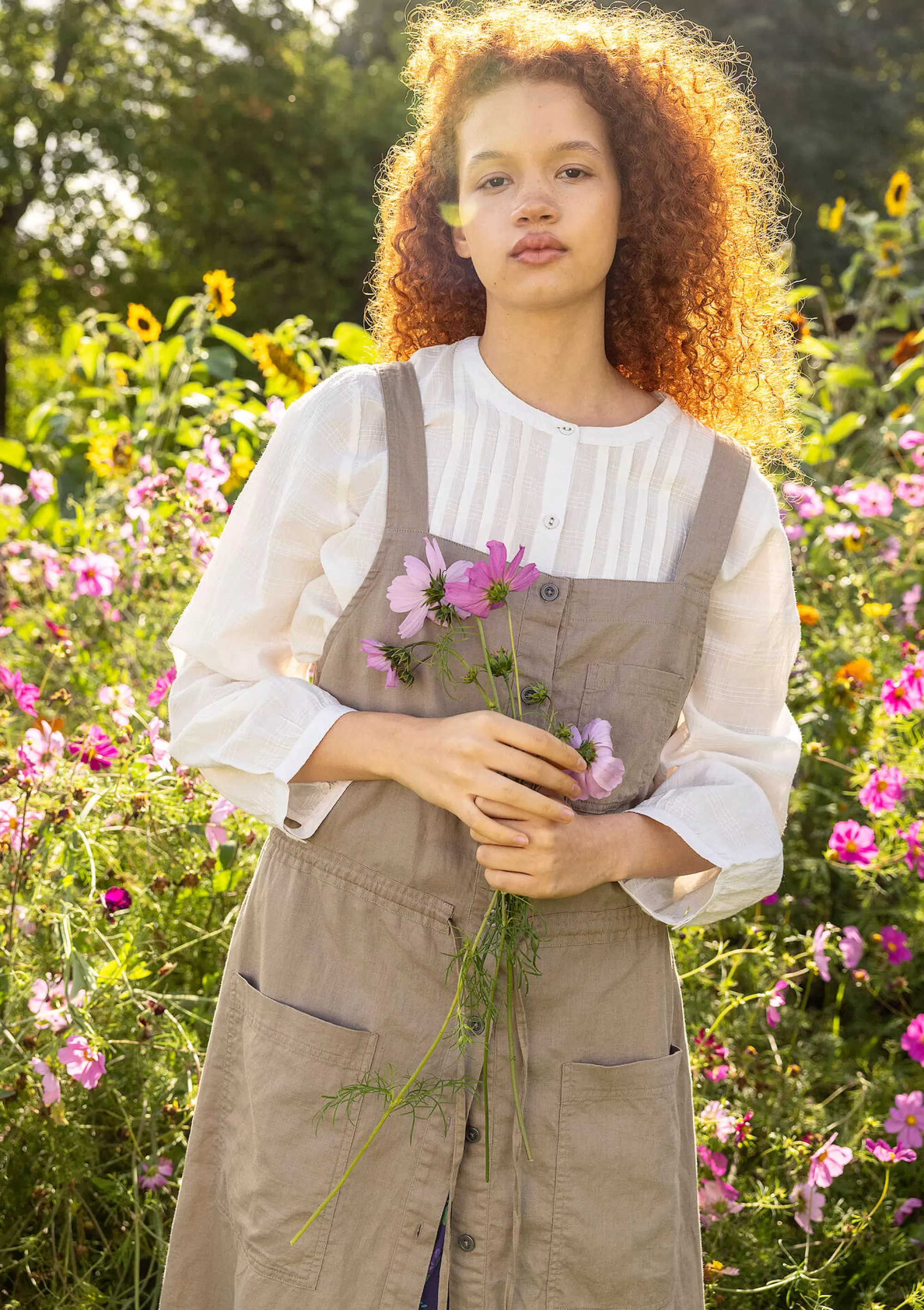 Outlet Gudrun Sjödén Vävd Klänning Garden I Ekologisk Bomull/lin mullvad